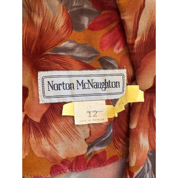 VTG NORTON MCNAUGHTON Floral Blazer | Brown Red Green Cottagecore | SIZE 12 - Picture 8 of 10